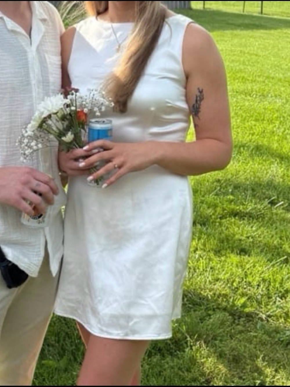 White Silky Rehearsal Dinner Dress